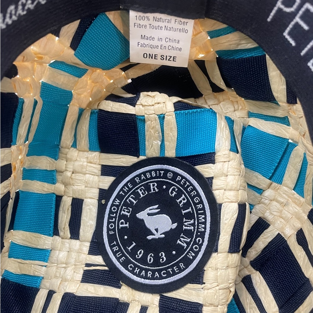 Peter Grim Fedora,Sun, hat,Multi colored blue,turquoise, weaved,navy blue,tan,OS - Picture 6 of 7